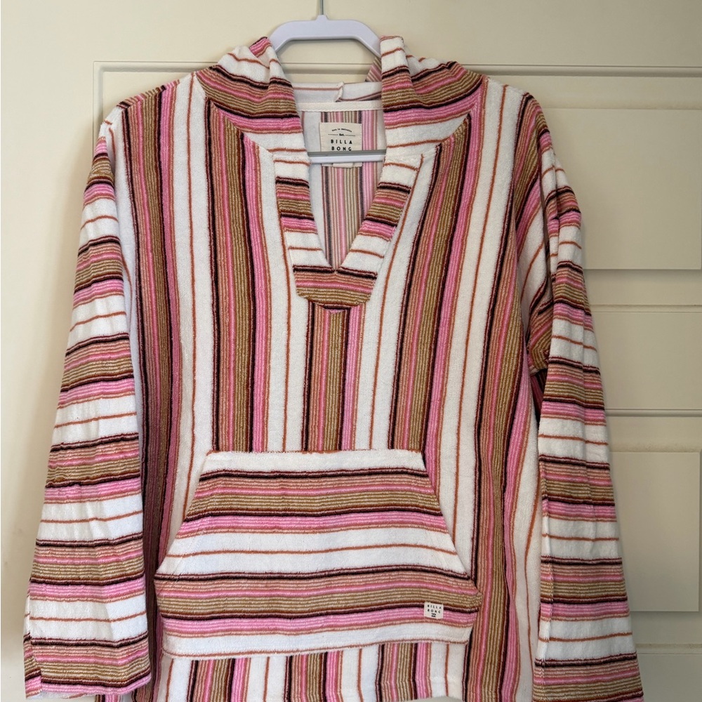 Billabong Striped Hoodie in Pink, Brown and Cream
